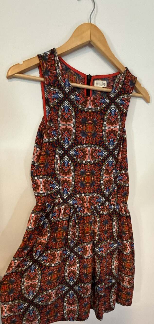 Maison Jules Womens Orange Blue Geometric Paisley Print Sleeveless Dress Size M